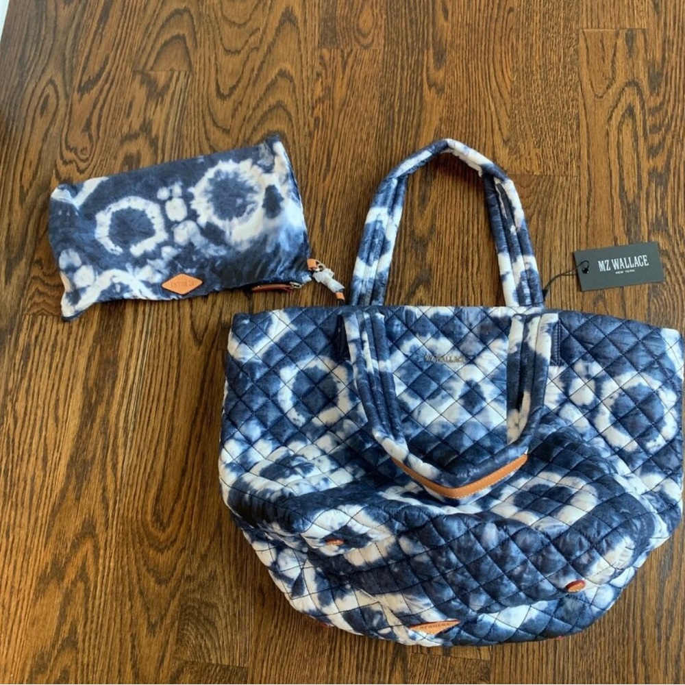 MZ Wallace Indigo Tie-Dye Quilted Tote